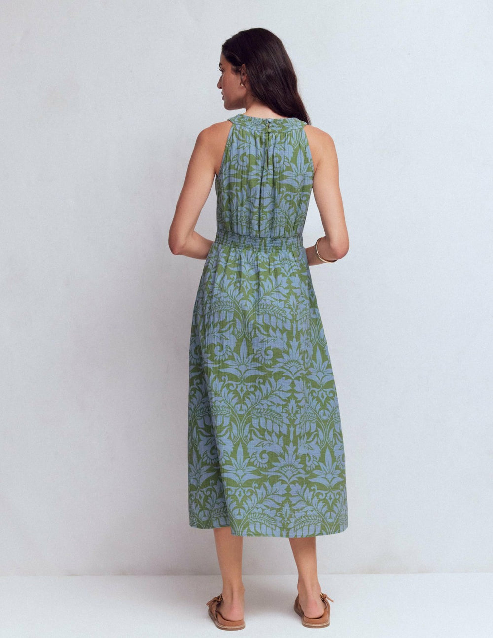 Daphne Double Cloth Dress-Green Ornamental Foliage / Boden Sale