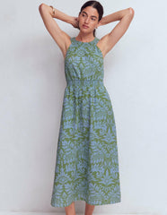 Daphne Double Cloth Dress-Green Ornamental Foliage / Boden Sale