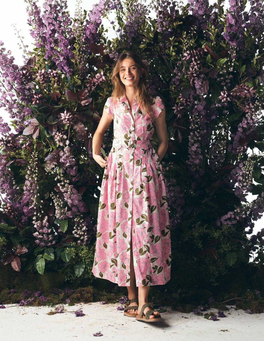 Arabella Cotton Maxi Dress-Pink Radiant Bloom / Boden Outlet