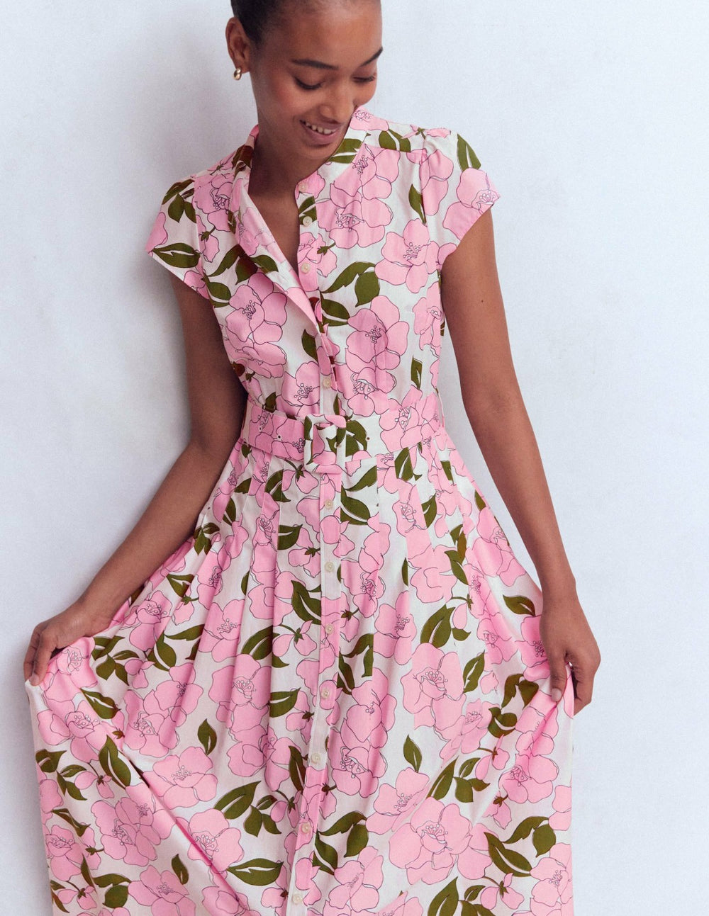 Arabella Cotton Maxi Dress-Pink Radiant Bloom / Boden Outlet