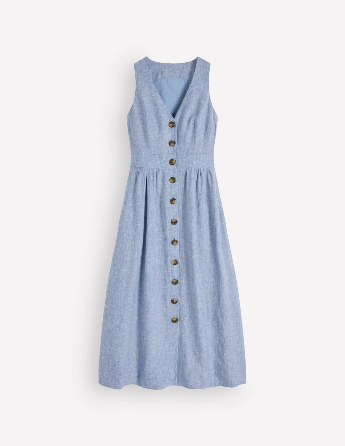 Catherine Button Linen Dress-Chambray / Boden Discount