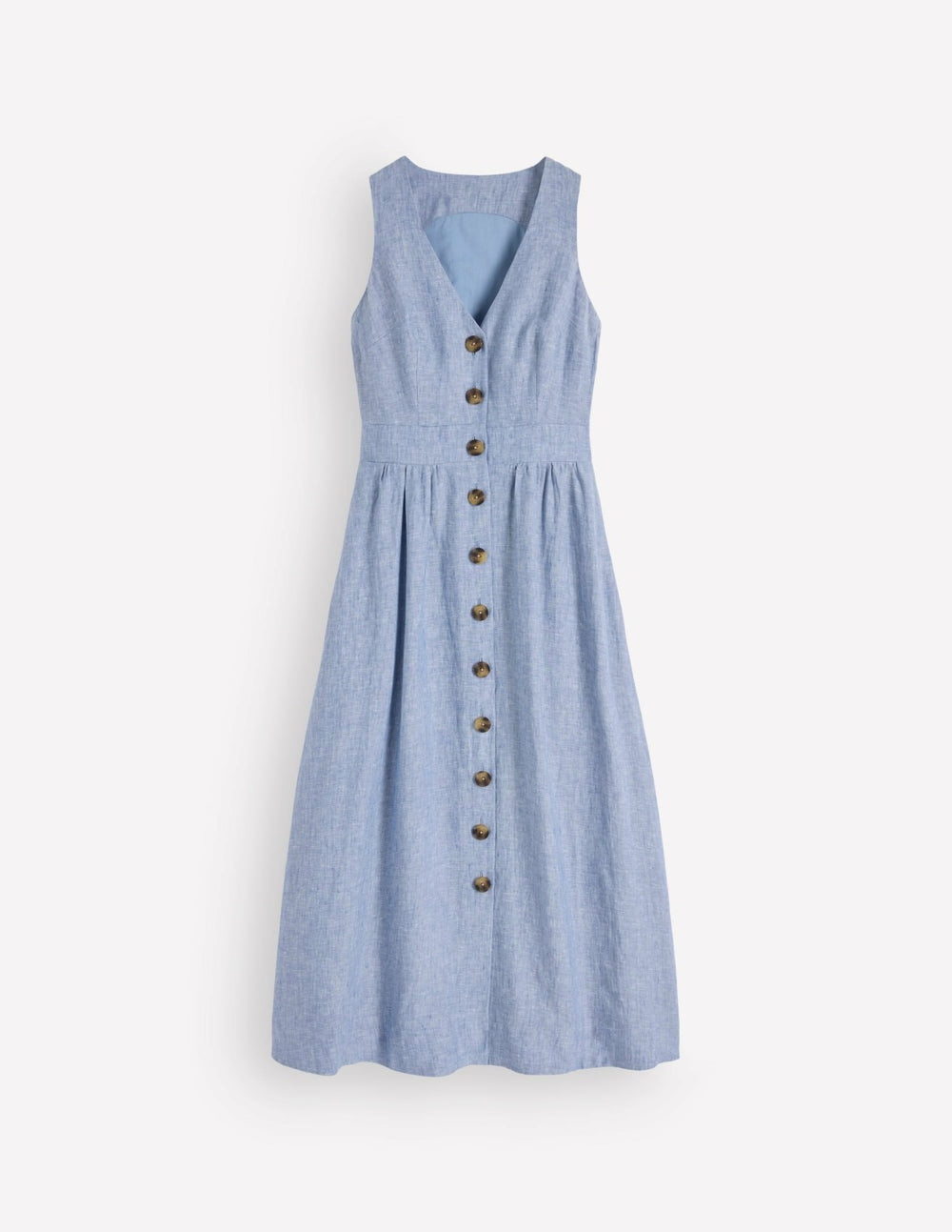 Catherine Button Linen Dress-Chambray / Boden Discount