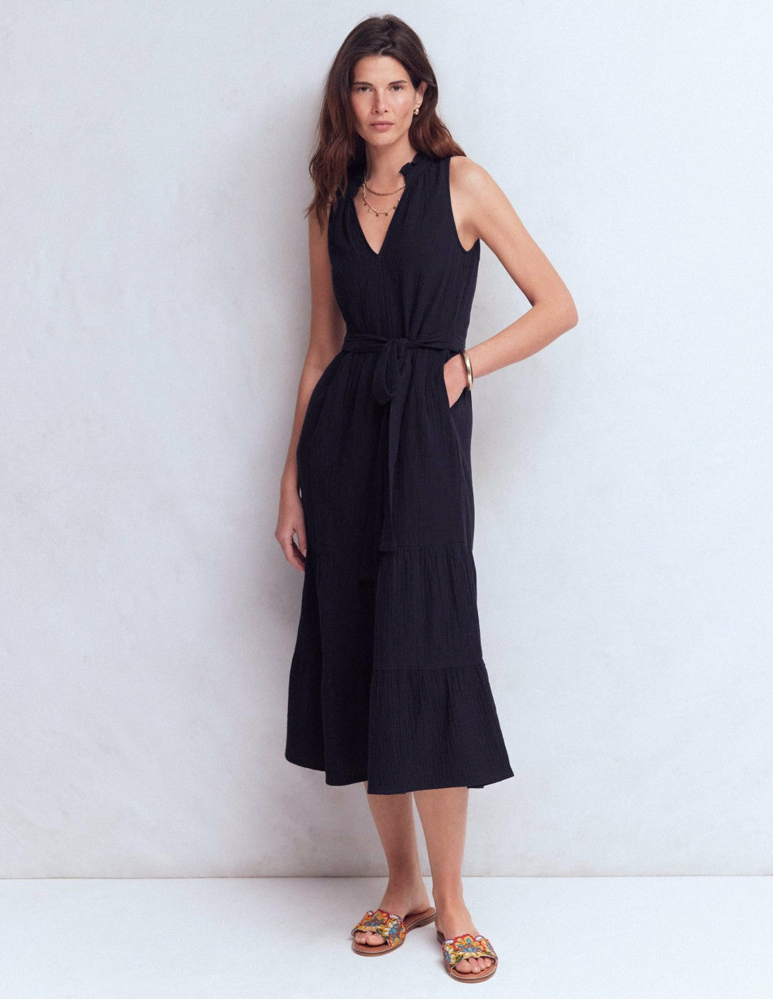 Viv Double Cloth Maxi Dress-Navy / Boden us