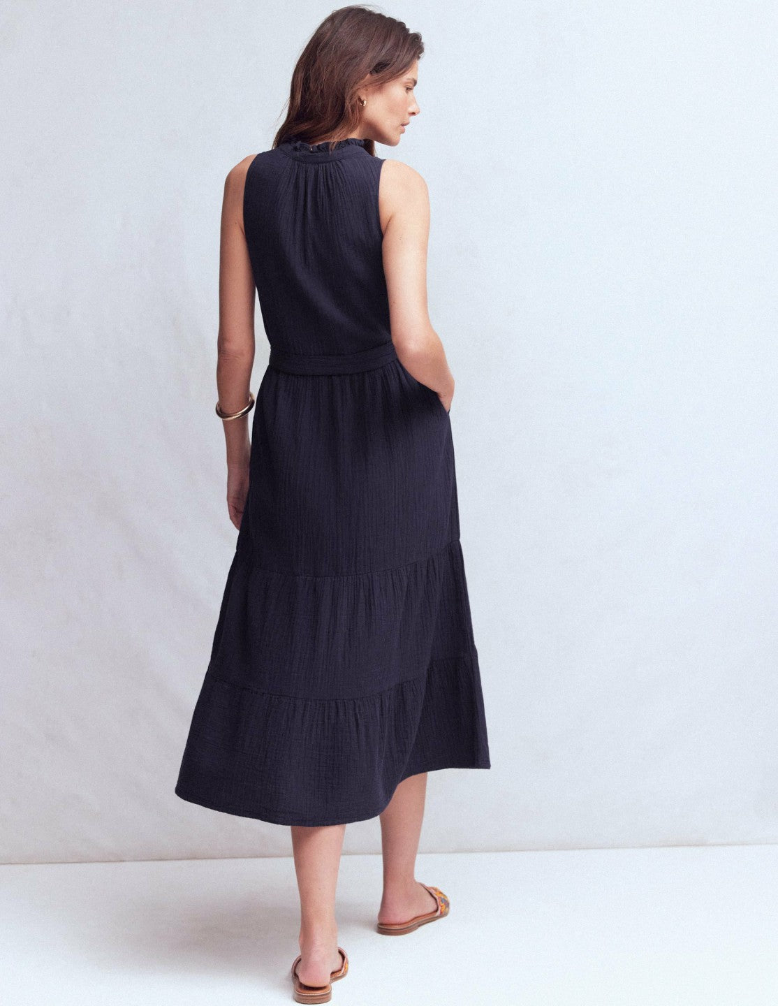 Viv Double Cloth Maxi Dress-Navy / Boden us