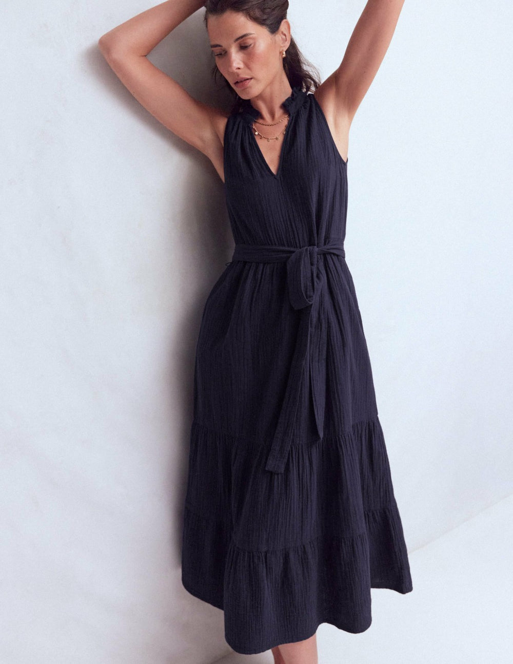 Viv Double Cloth Maxi Dress-Navy / Boden us