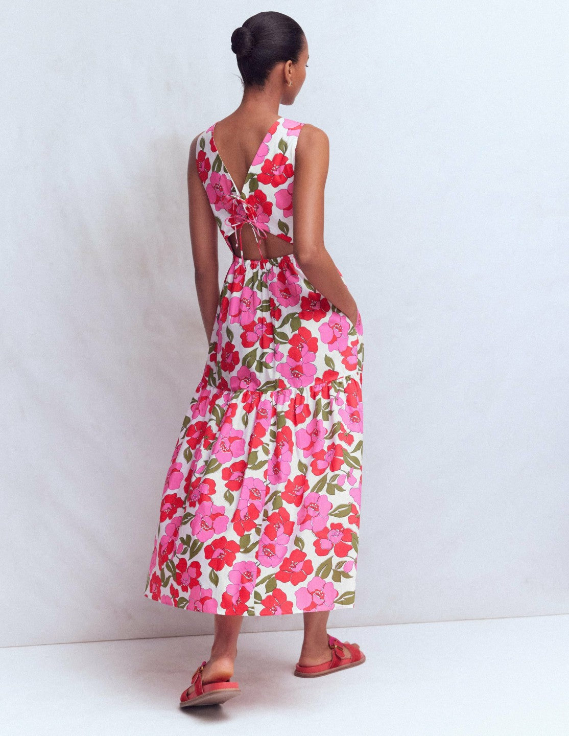 Sleeveless Poplin Dress-Pink Radiant Bloom / Boden Discount