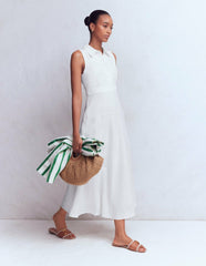 Erma Drop Waist Linen Dress-White / Boden us