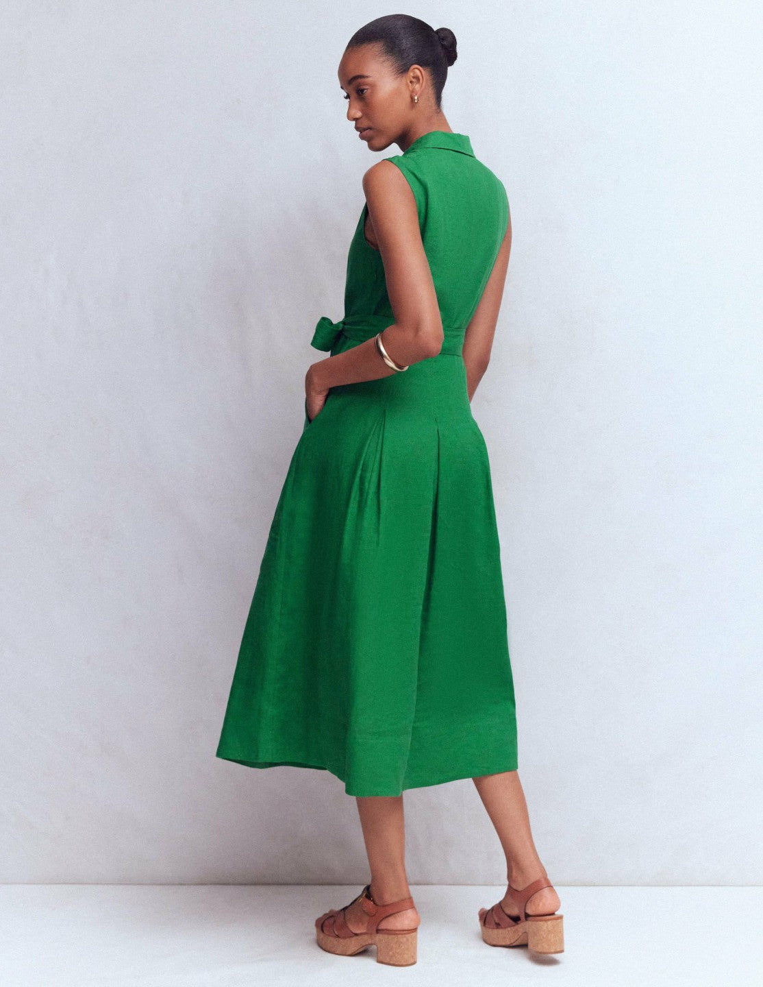 Belinda Linen Shirt Dress-Fresh Green / Boden Sale