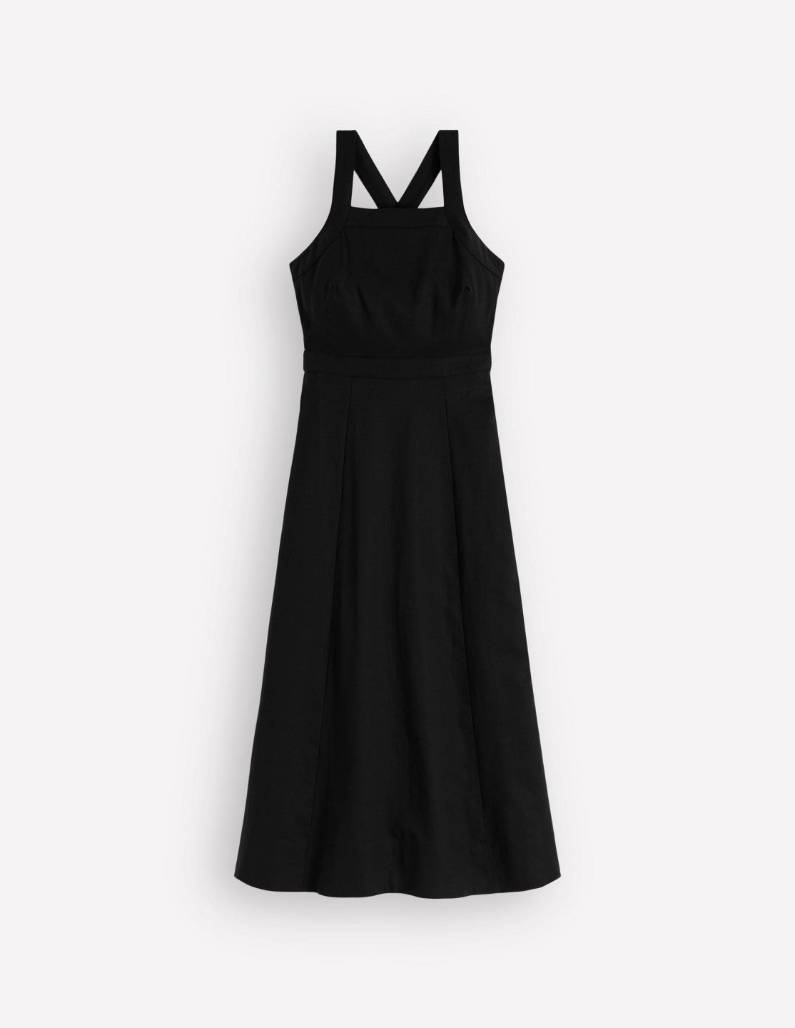 Cross-back Linen Blend Dress-Black / Boden Outlet
