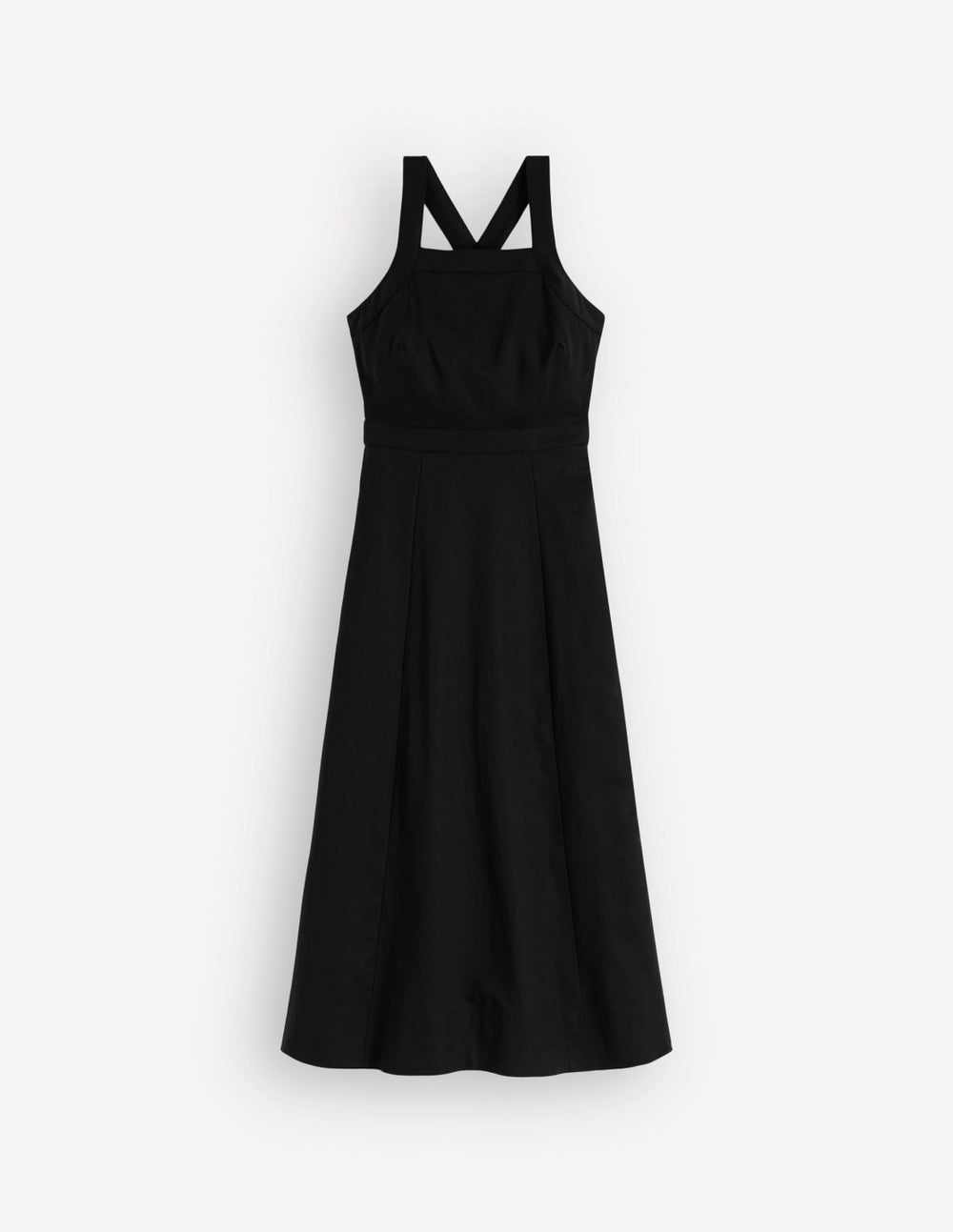 Cross-back Linen Blend Dress-Black / Boden Outlet