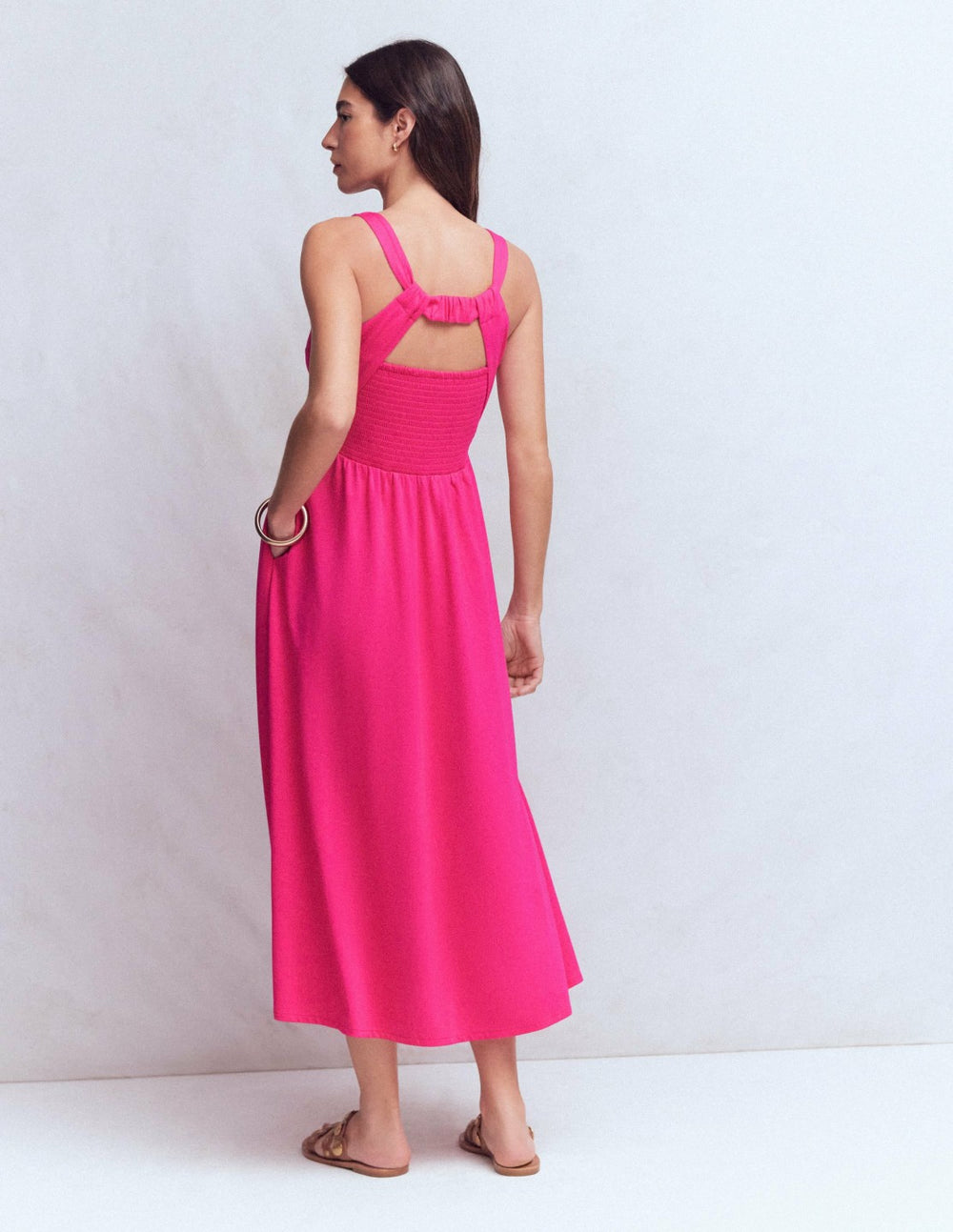 Saoirse Smocked Jersey Dress-Bright Pink / Boden On sale