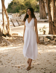 Lorna Trim Double Cloth Dress-White / Boden