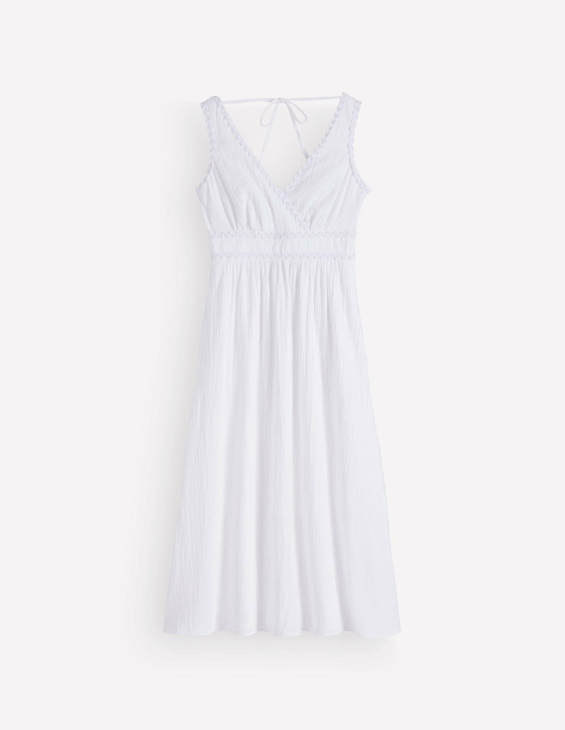 Lorna Trim Double Cloth Dress-White / Boden