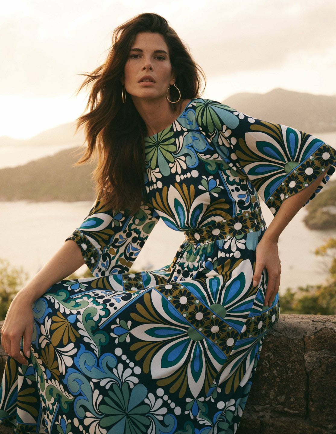 Imelda Kimono Jersey Dress-Navy, Bloom Tapestry / Boden Online