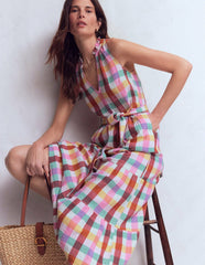 Viv Double Cloth Maxi Dress-Multi Check / Boden Outlet