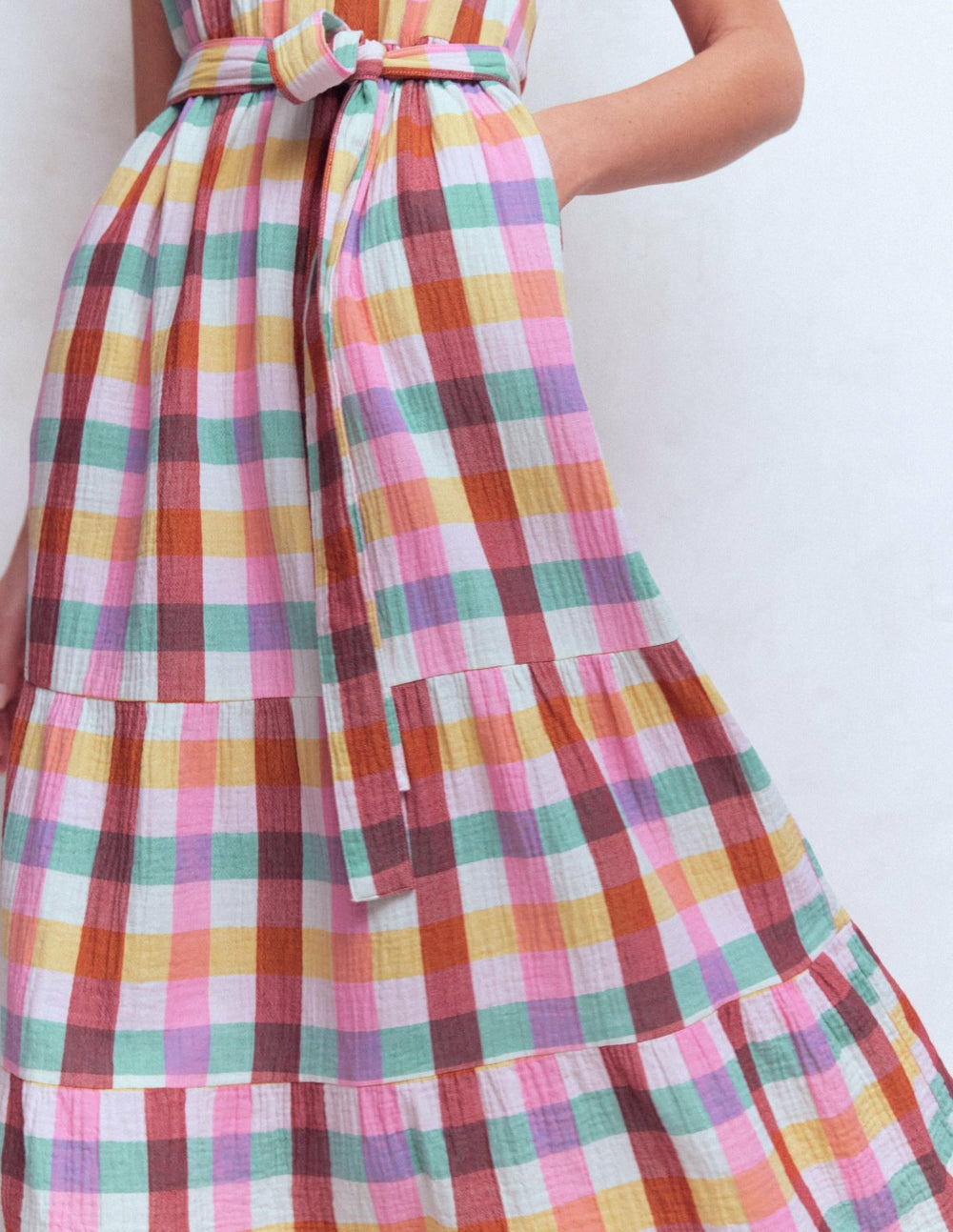 Viv Double Cloth Maxi Dress-Multi Check / Boden Outlet