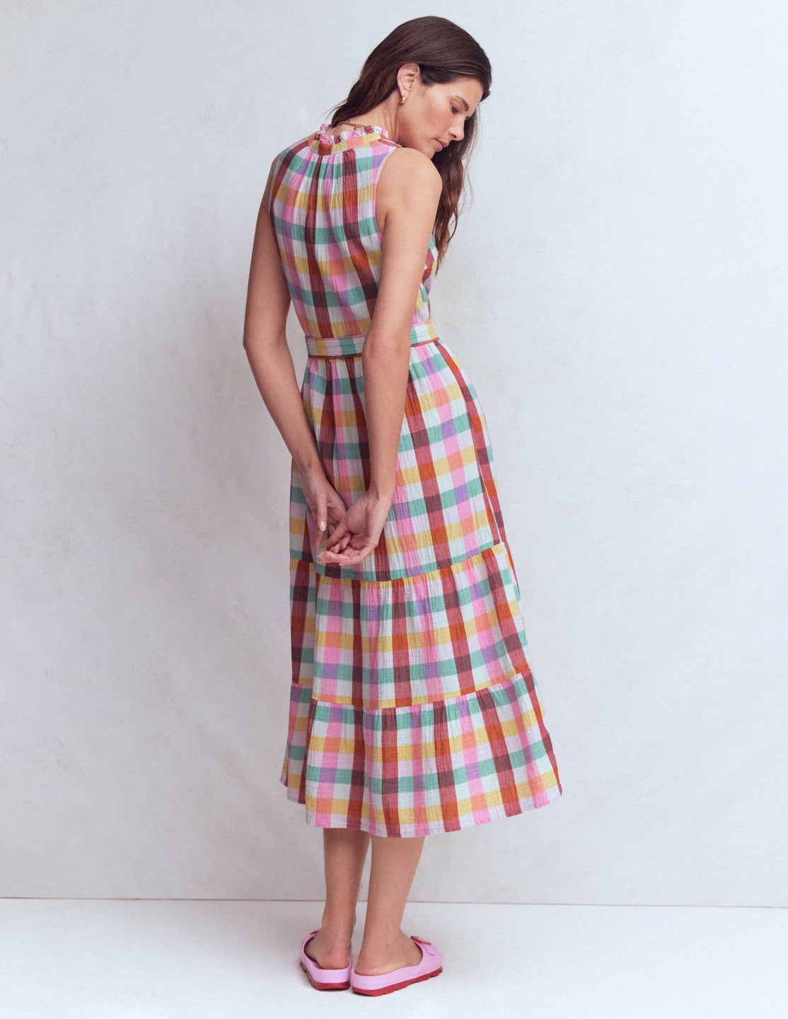 Viv Double Cloth Maxi Dress-Multi Check / Boden Outlet