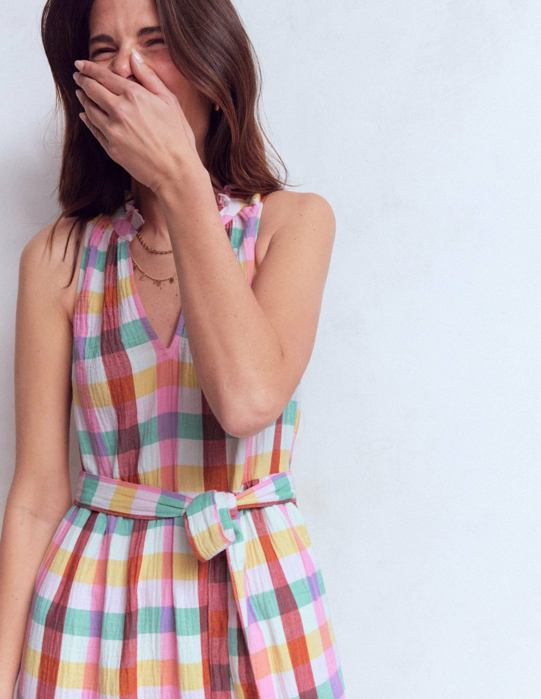 Viv Double Cloth Maxi Dress-Multi Check / Boden Outlet