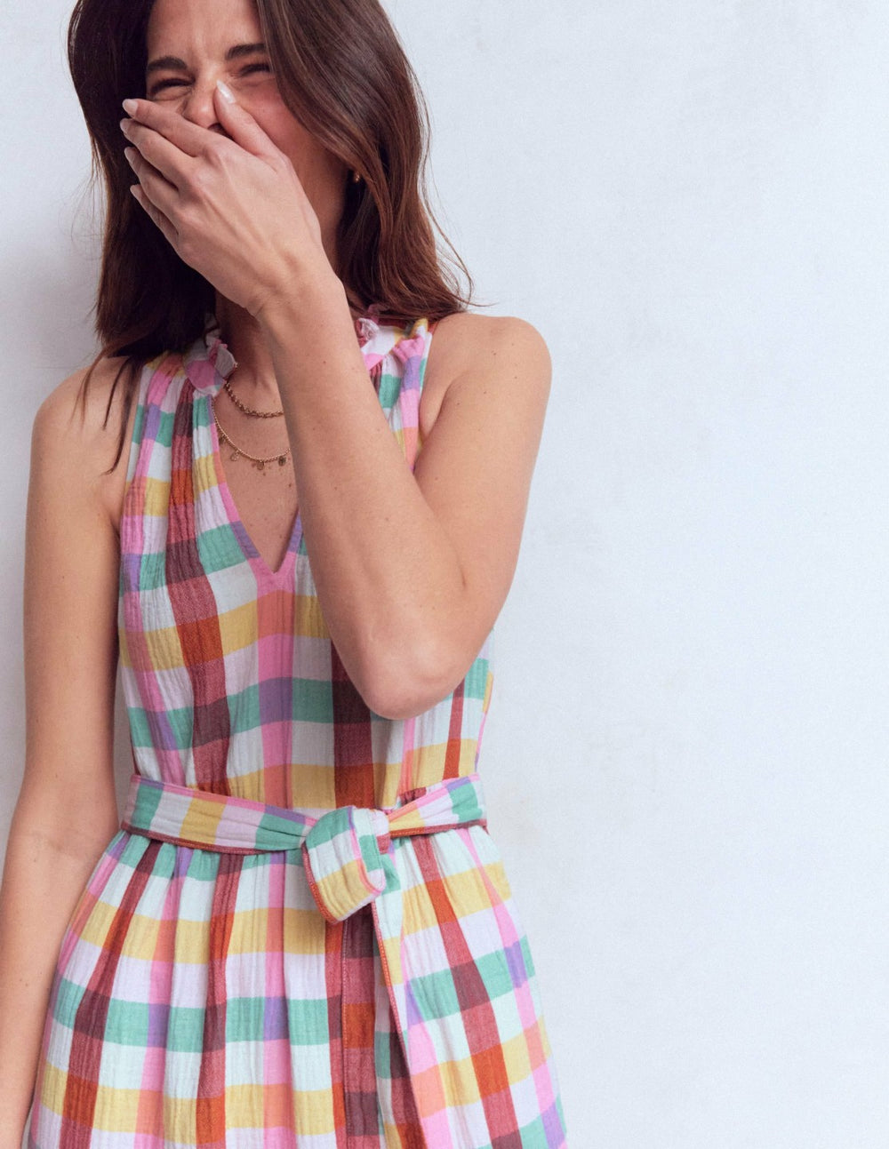 Viv Double Cloth Maxi Dress-Multi Check / Boden Outlet