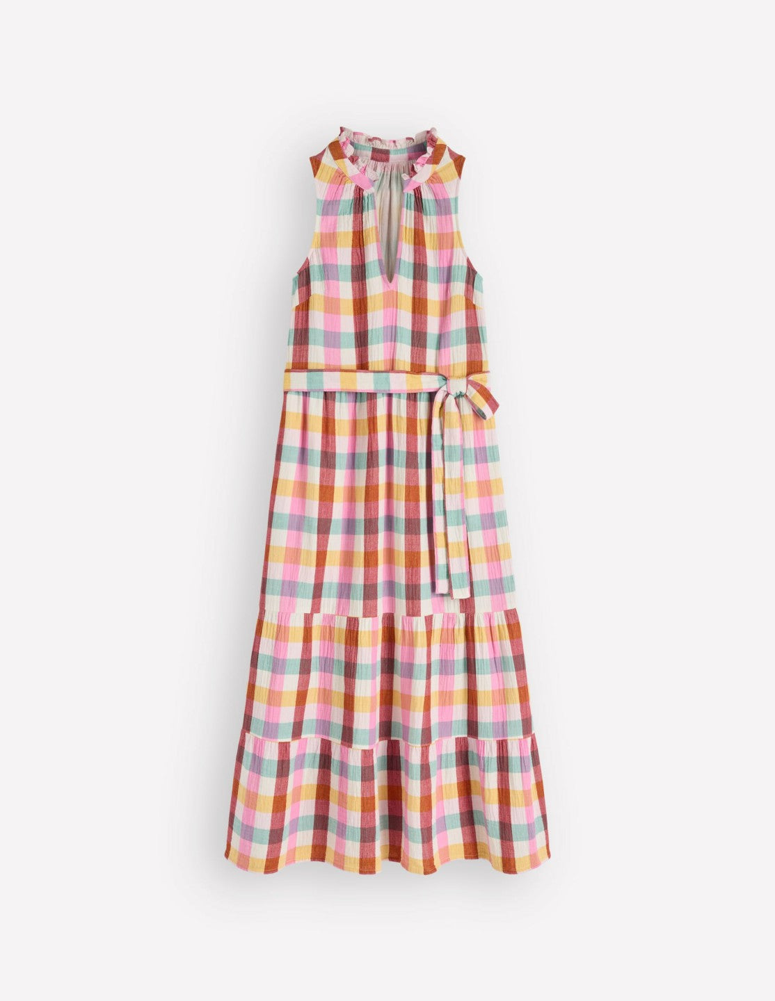 Viv Double Cloth Maxi Dress-Multi Check / Boden Outlet
