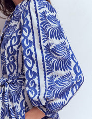 Octavia Cotton Dress-Blue Ivory Embroidery / Boden us
