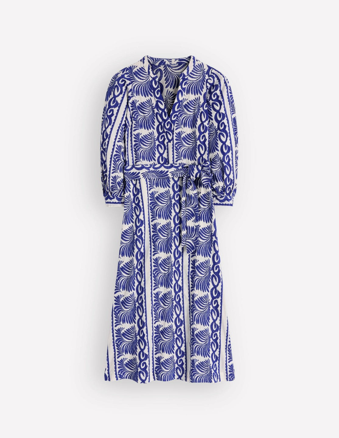 Octavia Cotton Dress-Blue Ivory Embroidery / Boden us