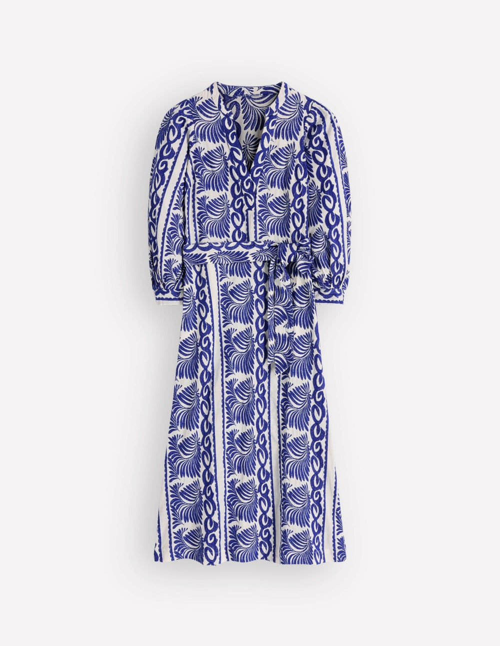 Octavia Cotton Dress-Blue Ivory Embroidery / Boden us