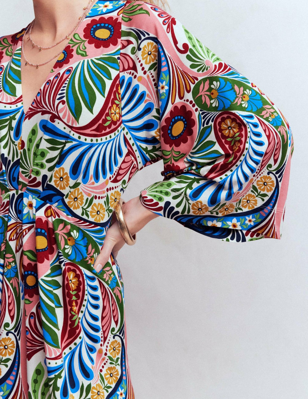 Nell Kimono Midi Jersey Dress-Multi, Enchanted Paisley / Boden
