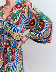 Nell Kimono Midi Jersey Dress-Multi, Enchanted Paisley / Boden
