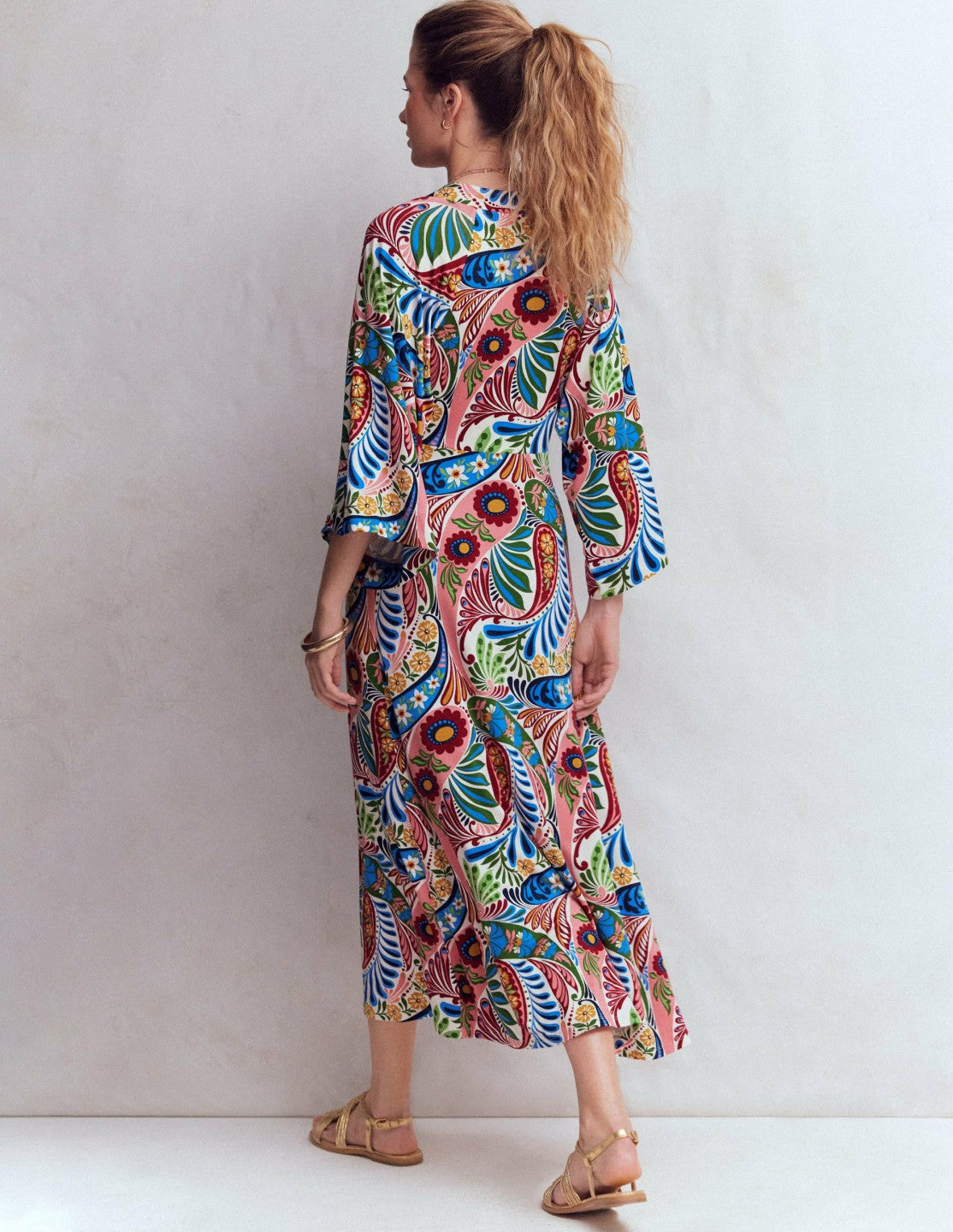 Nell Kimono Midi Jersey Dress-Multi, Enchanted Paisley / Boden