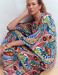 Nell Kimono Midi Jersey Dress-Multi, Enchanted Paisley / Boden