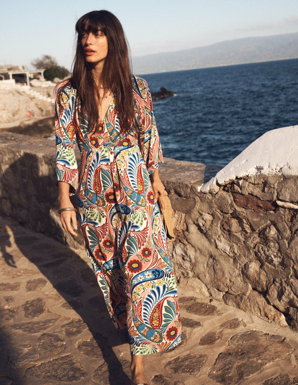 Nell Kimono Midi Jersey Dress-Multi, Enchanted Paisley / Boden