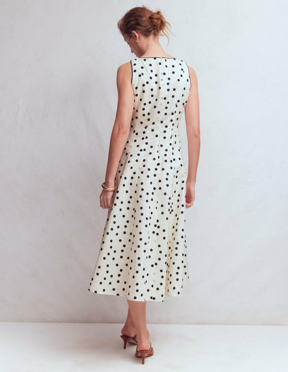 Annet Linen Blend Midi Dress-Ivory Painted Dot Spaced / Boden Sale