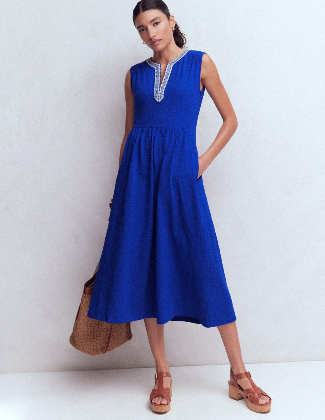 May Jersey Midi Dress-Bright Blue / Boden Outlet
