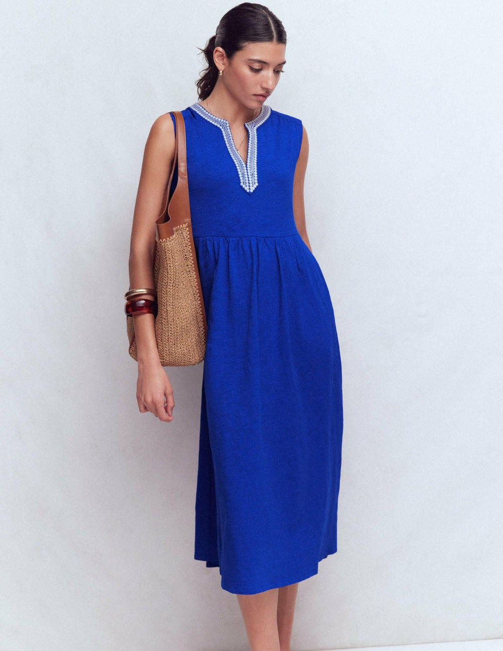 May Jersey Midi Dress-Bright Blue / Boden Outlet