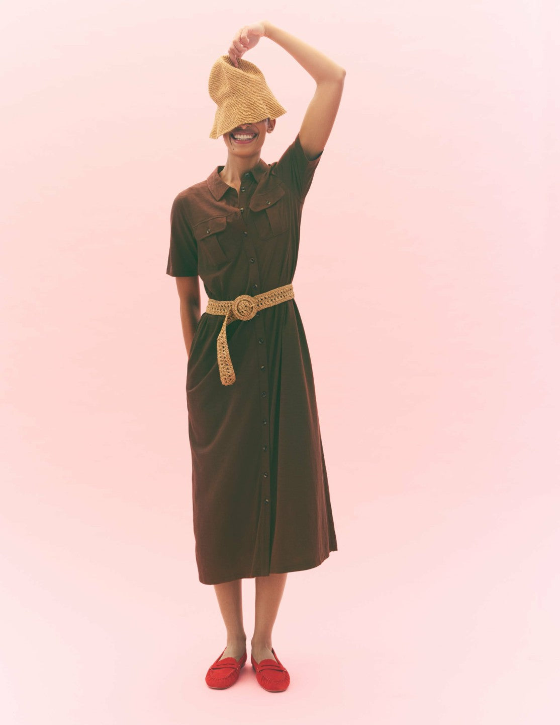 Mavis Midi Jersey Shirt Dress-Bitter Chocolate / Boden Discount