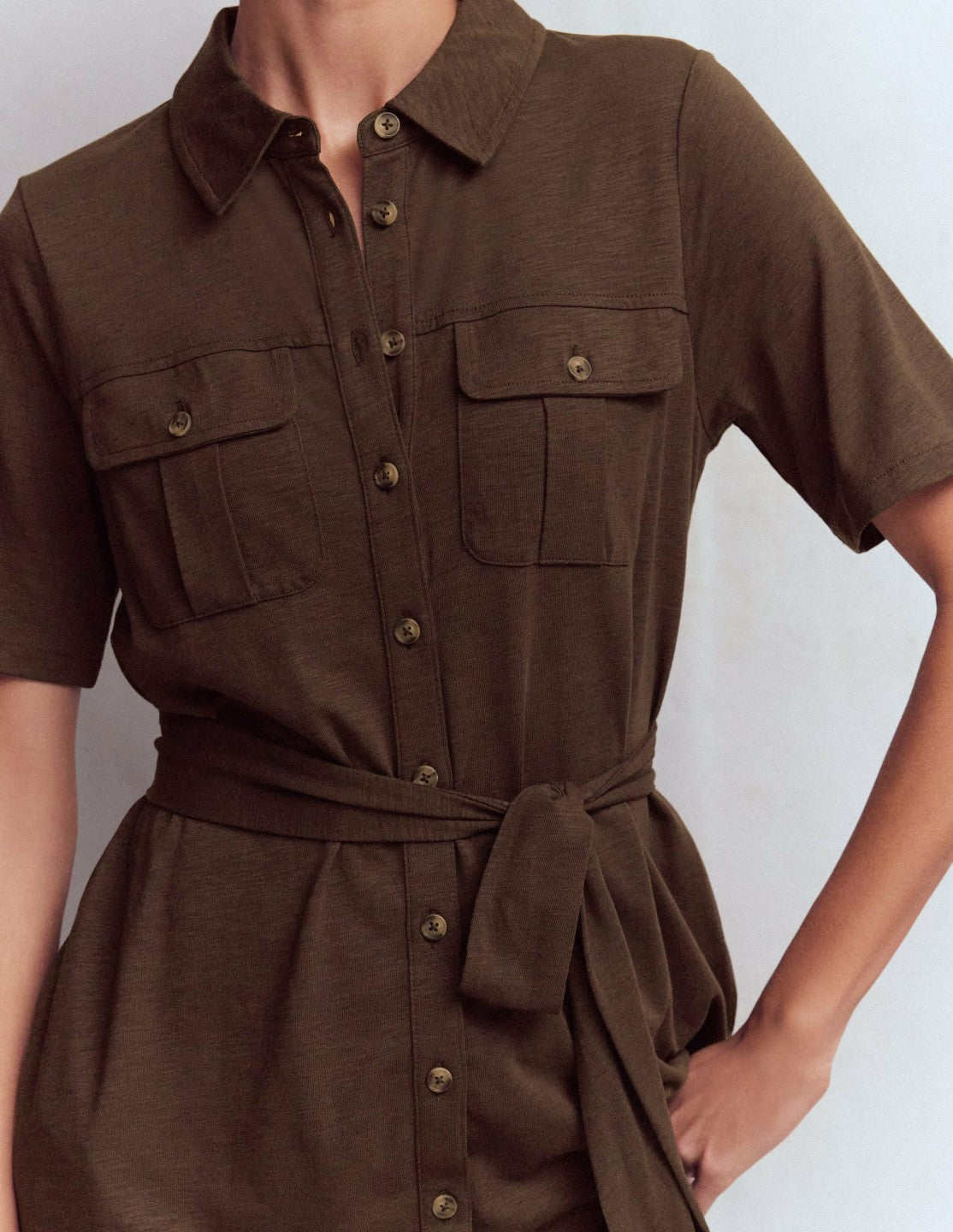 Mavis Midi Jersey Shirt Dress-Bitter Chocolate / Boden Discount