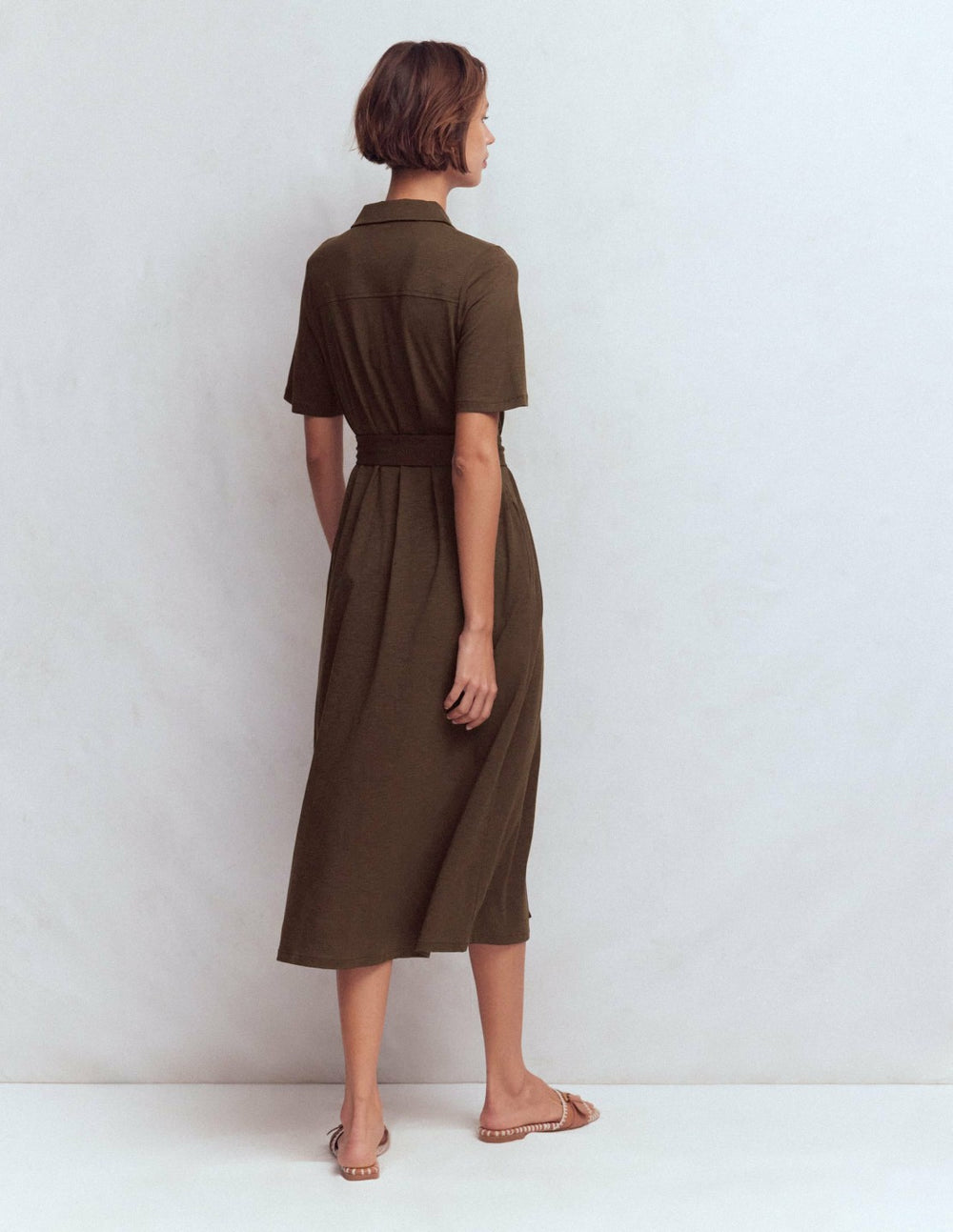 Mavis Midi Jersey Shirt Dress-Bitter Chocolate / Boden Discount