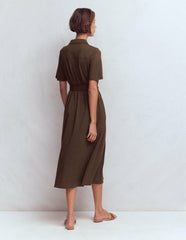 Mavis Midi Jersey Shirt Dress-Bitter Chocolate / Boden Discount