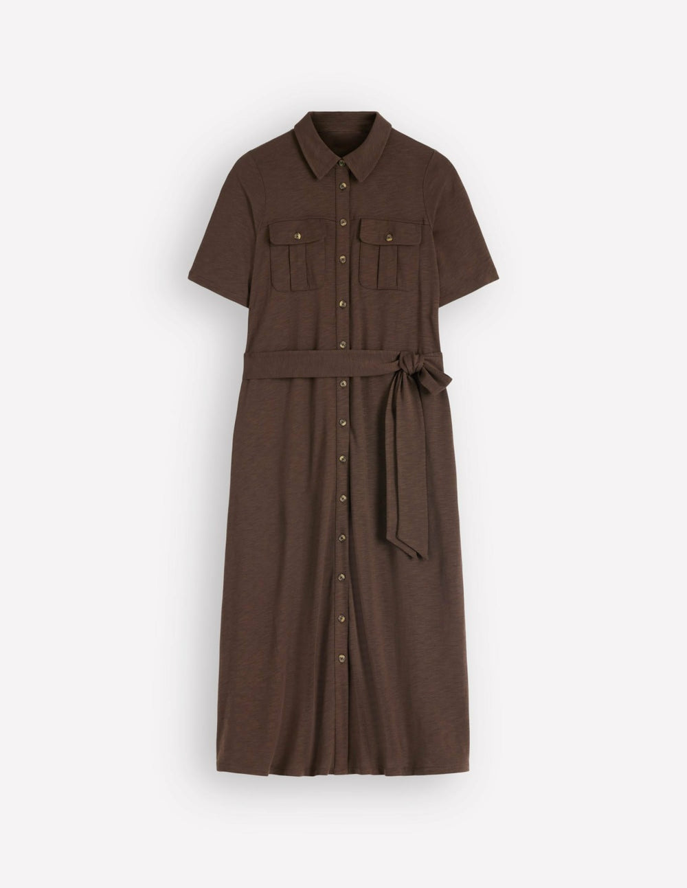 Mavis Midi Jersey Shirt Dress-Bitter Chocolate / Boden Discount