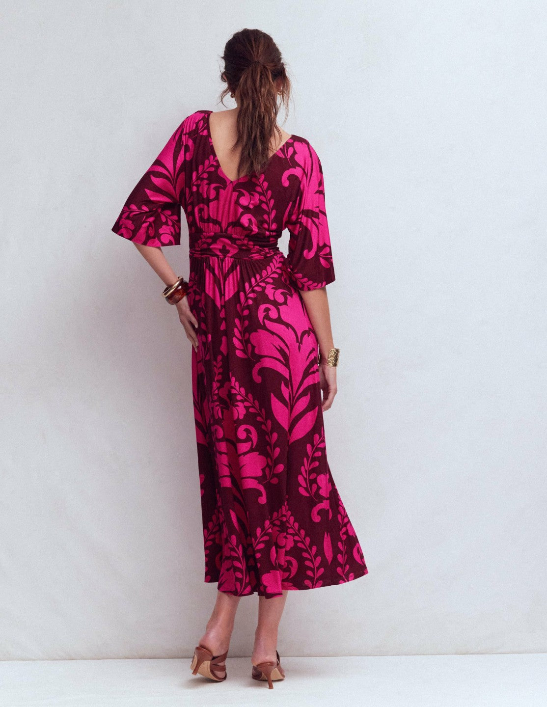 Imelda Kimono Jersey Dress-Pink Peony, Decorative Lattice / Boden On sale