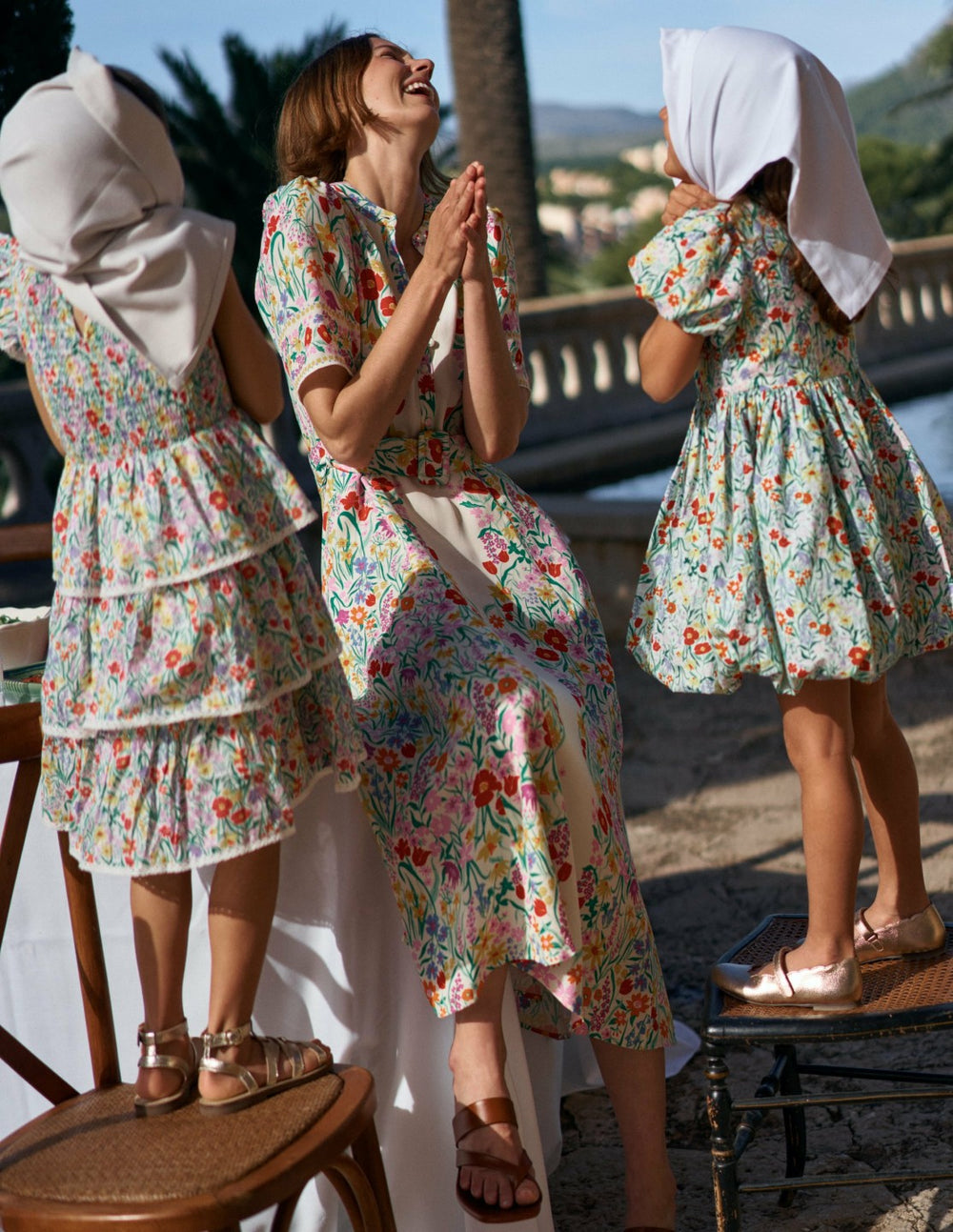 Kate Puff Sleeve Belted Dress-Ivory, Elegant Garden / Boden