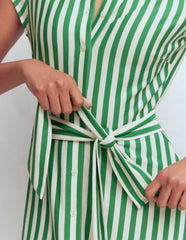 Marcia Jersey Shirt Dress-Green and Ivory Stripe / Boden Online