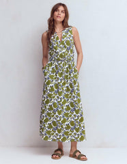 Delphine Midi Sleeveless Dress-Olive, Shadow Blossom / Boden us