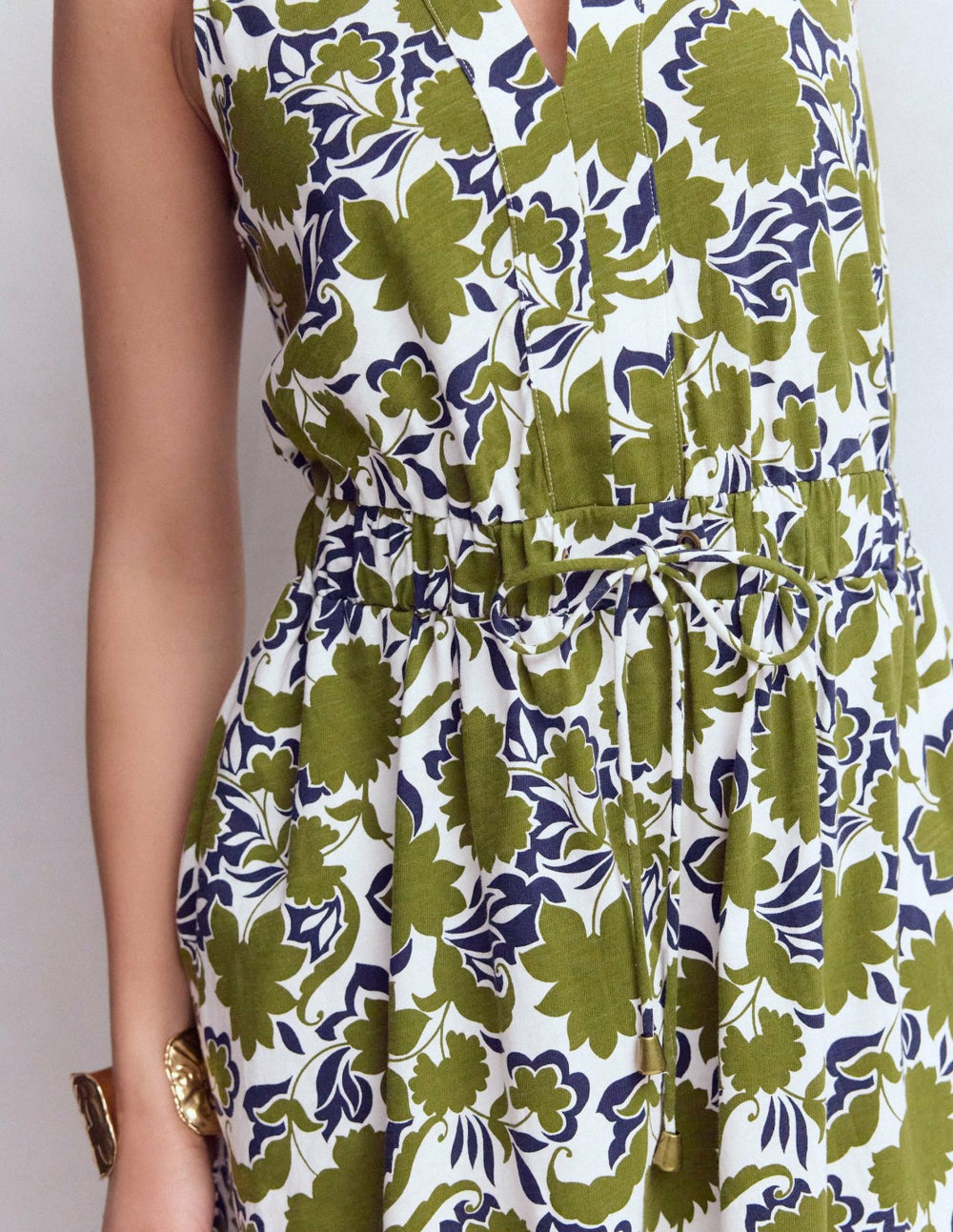 Delphine Midi Sleeveless Dress-Olive, Shadow Blossom / Boden us