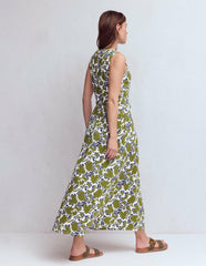Delphine Midi Sleeveless Dress-Olive, Shadow Blossom / Boden us