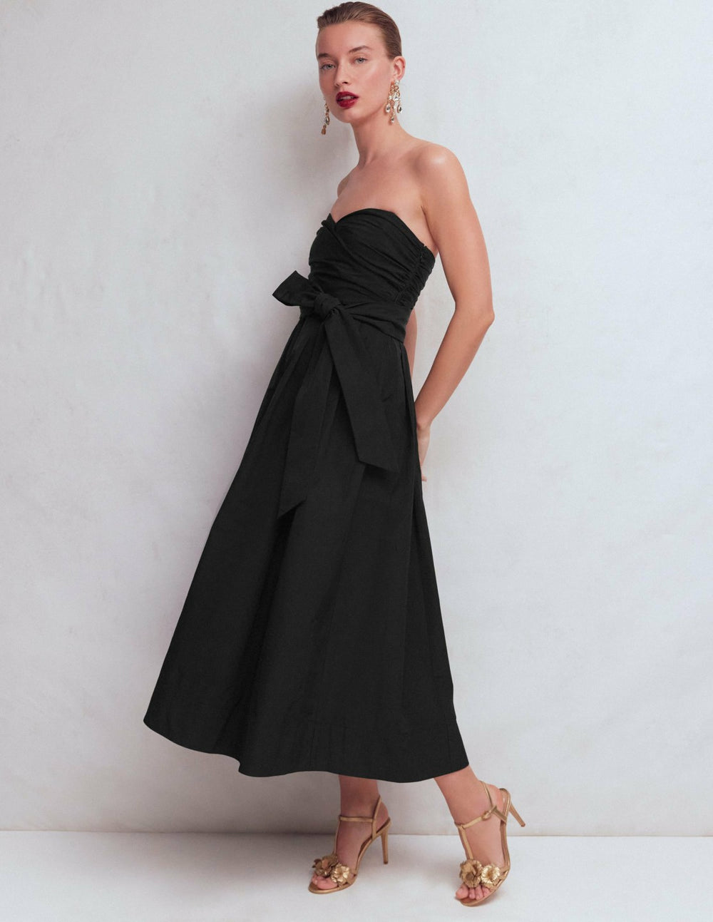 Strapless Taffeta Dress-Black / Boden