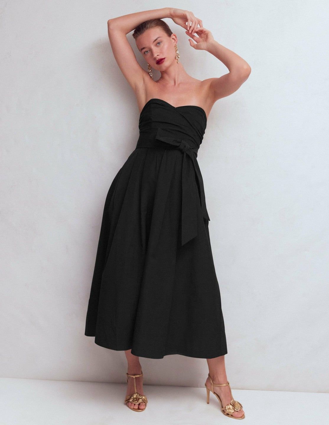 Strapless Taffeta Dress-Black / Boden