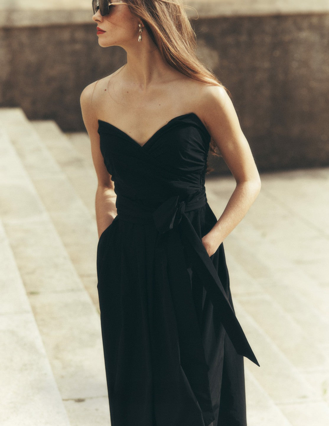 Strapless Taffeta Dress-Black / Boden