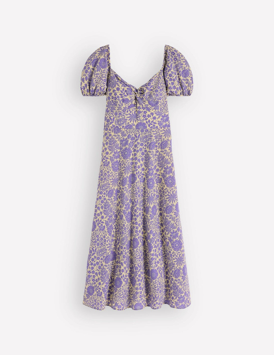 Twist Front Linen Blend Dress-Han Purple, Flowered Bloom / Boden us